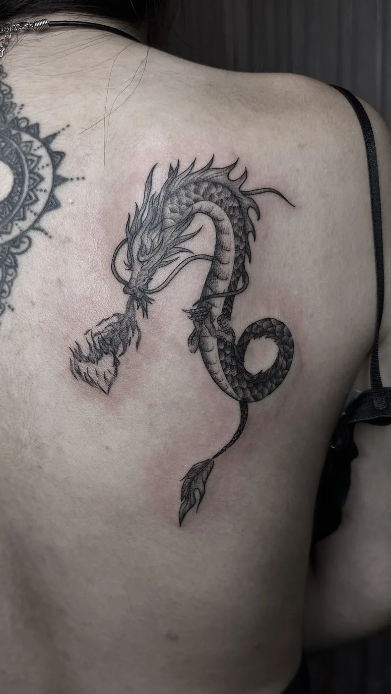 Dragón blackwork · Brishoss tatuajes La Plata